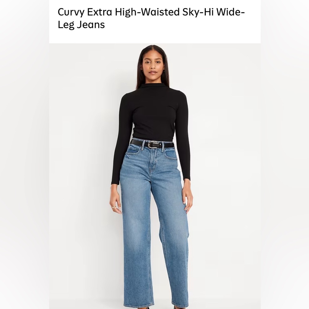 Old Navy Curvy High-Waisted Wide-Leg Jeans in Blue- SIZE 10